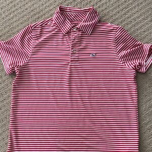 Vineyard Vines Red and White Striped Kids Polo